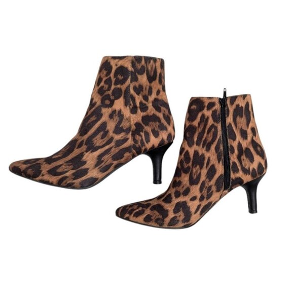 Rampage Womens Cheetah Ankle‎ Booties 7M Teeny Pointed Toe Kitten Heel Mob Wife - Picture 4 of 14